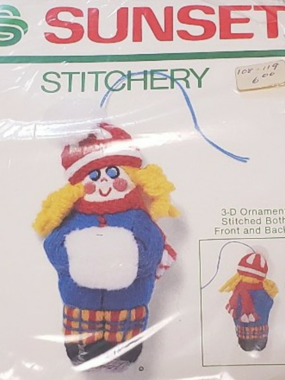 Sunset Stitchery "Susie Snowflake" 3 Dimensional Christmas Ornament Crewel Kit